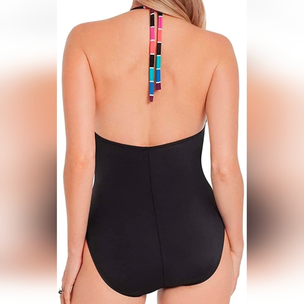 NWT Magicsuit Prism Angelina V Neck One Piece Halter Swimsuit Size 16 - Picture 2 of 10